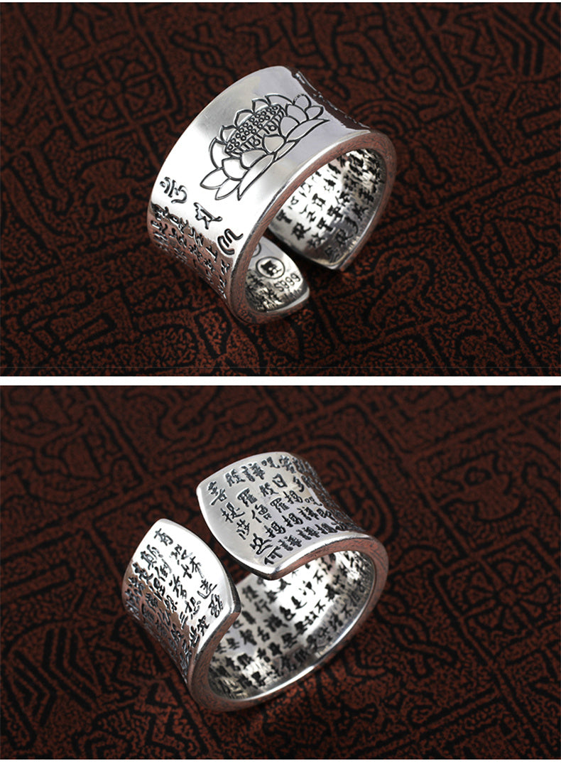 Ring Women's Pure Silver Vintage Lotus Flower