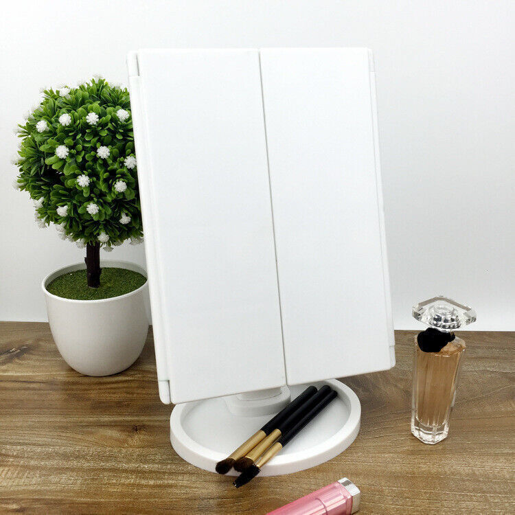 Foldable LED Mirror Illuminated Make Up Mirror Cosmetic Vanity With Light Stand
