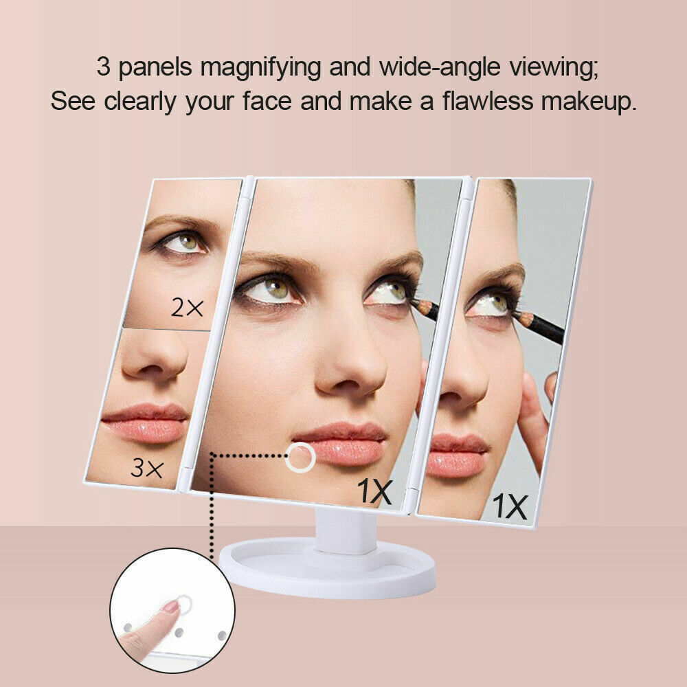 Foldable LED Mirror Illuminated Make Up Mirror Cosmetic Vanity With Light Stand