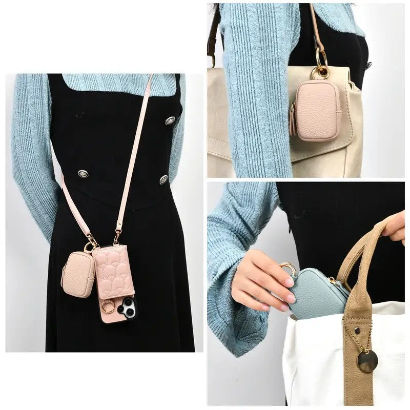 Leather Coin Purse, Small Change Purse Keychain Wallet For Women, Mini Coin Pouch With Zipper