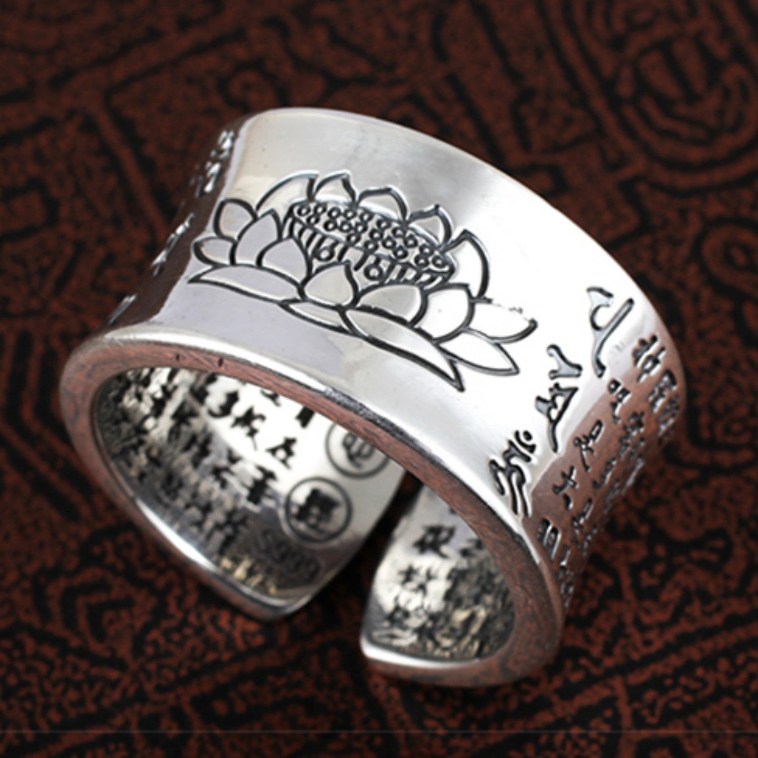 Ring Women's Pure Silver Vintage Lotus Flower