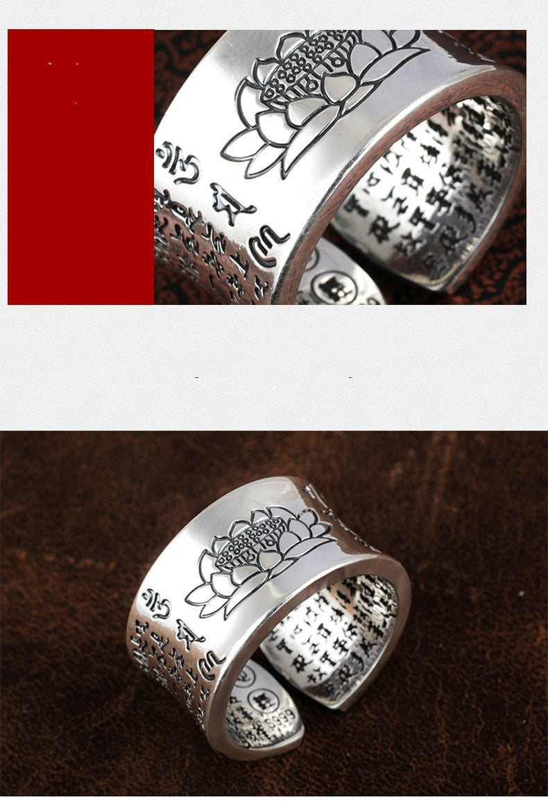 Ring Women's Pure Silver Vintage Lotus Flower